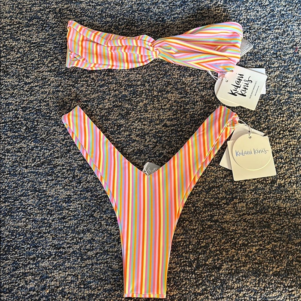 NWT Kulanikinis Striped Bikini Set